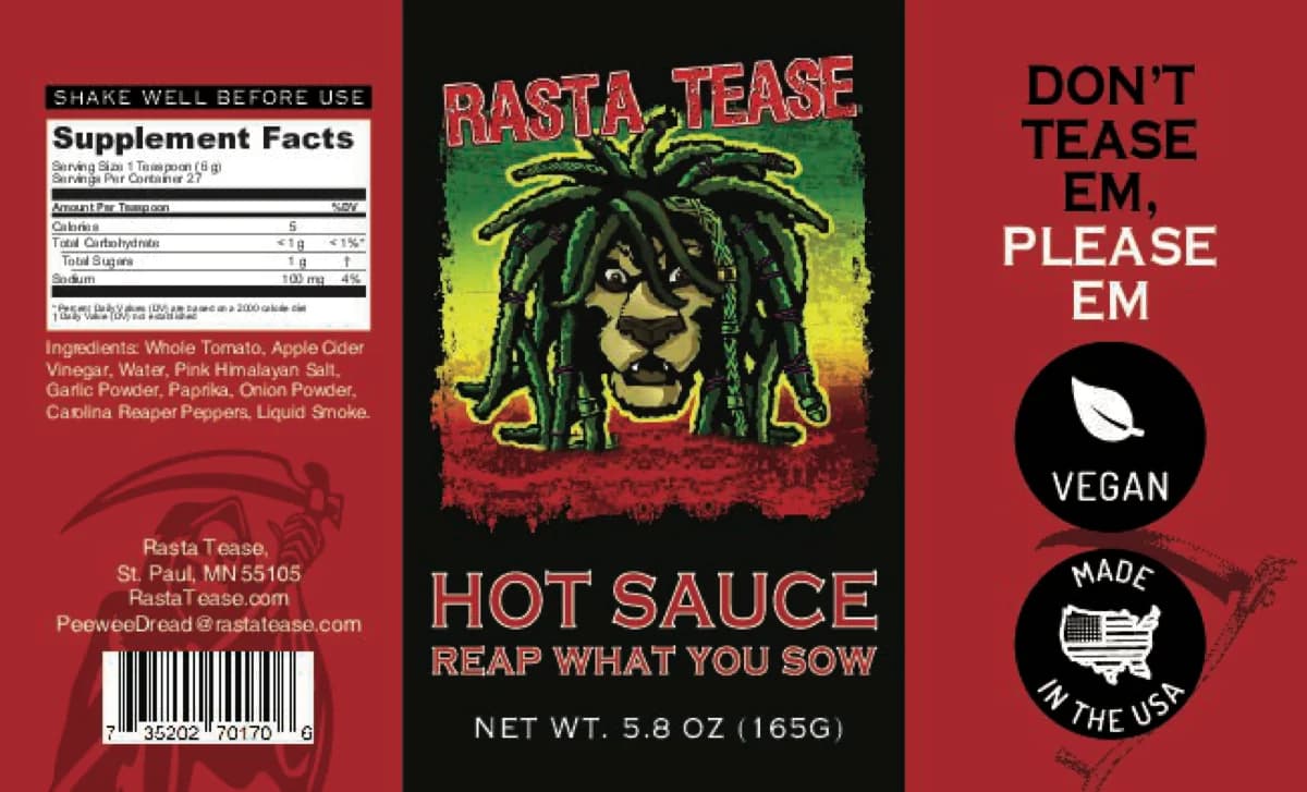 Reap What You Sow Hot Sauce — bottle label