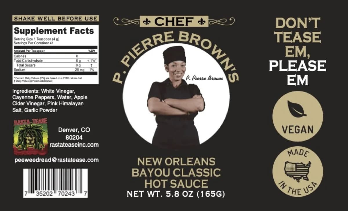 Bayou Classic Hot Sauce — bottle label